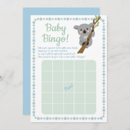 Koala Bear Baby Shower Bingo Game Blue Boy Einladung