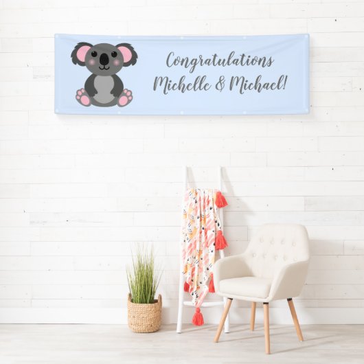 Koala Bear Baby Shower Blue Boy Banner (Insitu)