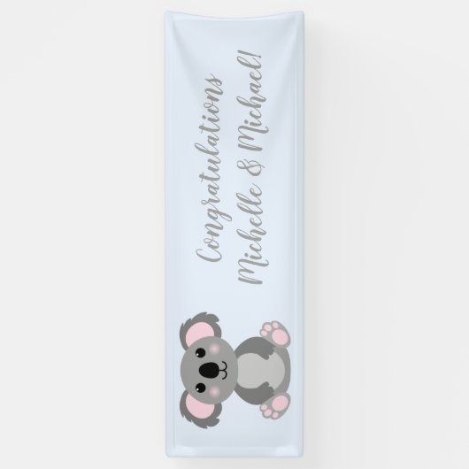 Koala Bear Baby Shower Blue Boy Banner (Vertikal)