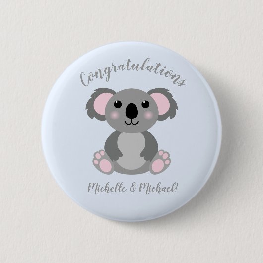 Koala Bear Baby Shower Blue Boy Button (Vorderseite)