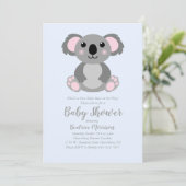 Koala Bear Baby Shower Blue Boy Einladung (Stehend Vorderseite)