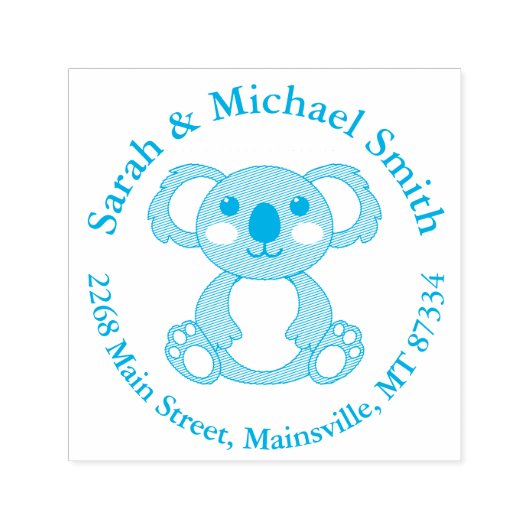 Koala Bear Baby Shower Blue Boy Permastempel (Design)