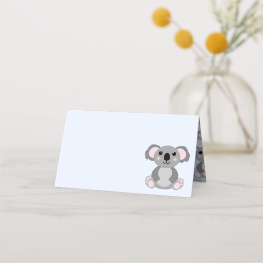 Koala Bear Baby Shower Blue Boy Platzkarte (Vorderseite)
