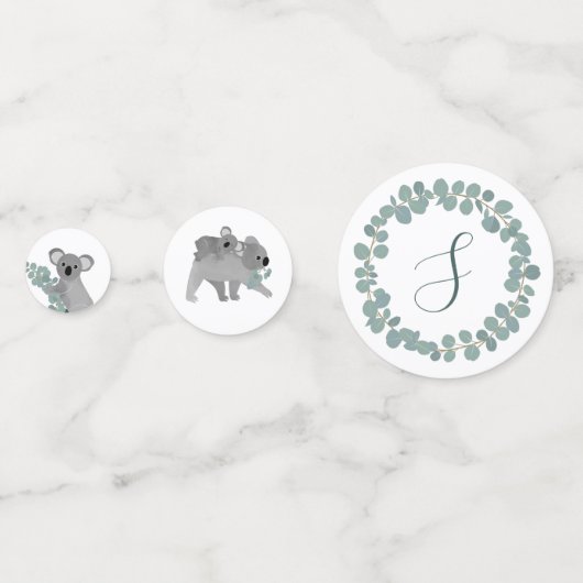 Koala Bear Baby Shower Custom Initial Konfetti (Vorderseiten)