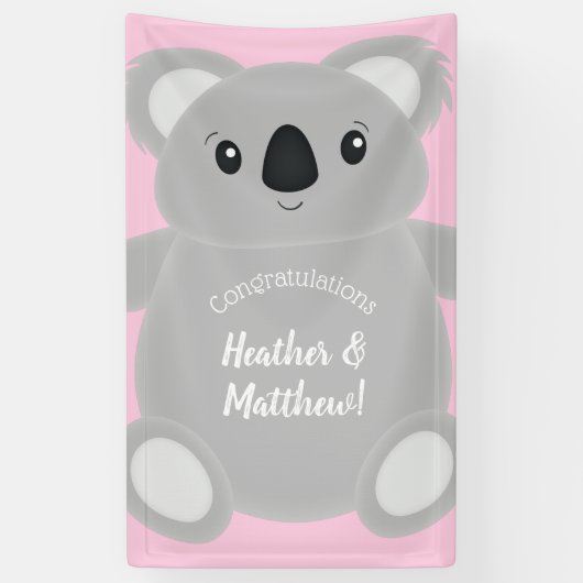 Koala Bear Baby Shower Girl Banner (Vertikal)