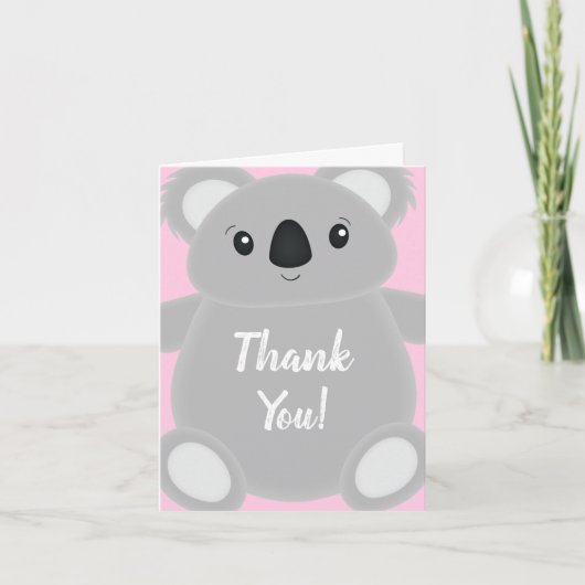 Koala Bear Baby Shower Girl Dankeskarte (Vorderseite)