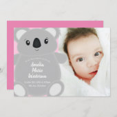 Koala Bear Baby Shower Girl Einladung (Vorne/Hinten)