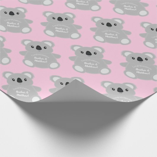 Koala Bear Baby Shower Girl Geschenkpapier (Ecke)