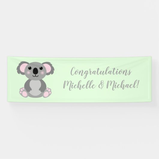 Koala Bear Baby Shower Green Gender Neutral Banner (Horizontal)