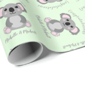 Koala Bear Baby Shower Green Gender Neutral Geschenkpapier (Rolleneckpunkt)