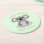 Koala Bear Baby Shower Green Gender Neutral Runder Pappuntersetzer (Angewinkelt)