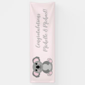 Koala Bear Baby Shower Pink Girl Banner (Vertikal)