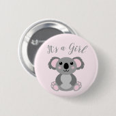 Koala Bear Baby Shower Pink Girl Button (Vorne & Hinten)