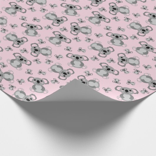 Koala Bear Baby Shower Pink Girl Geschenkpapier (Ecke)