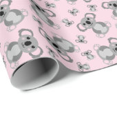 Koala Bear Baby Shower Pink Girl Geschenkpapier (Rolleneckpunkt)