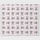 Koala Bear Baby Shower Pink Girl Geschenkpapier (Flach)
