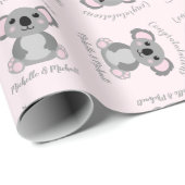 Koala Bear Baby Shower Pink Girl Geschenkpapier (Rolleneckpunkt)
