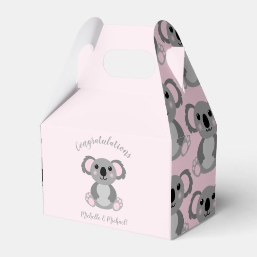 Koala Bear Baby Shower Pink Girl Geschenkschachtel (Vorderseite)