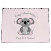 Koala Bear Baby Shower Pink Girl Große Geschenktüte (Vorderseite)