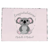 Koala Bear Baby Shower Pink Girl Große Geschenktüte (Rückseite)