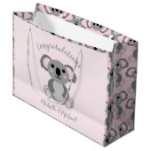 Koala Bear Baby Shower Pink Girl Große Geschenktüte (Vorderseite Schrägansicht)