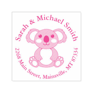 Koala Bear Baby Shower Pink Girl Permastempel