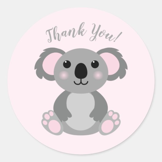 Koala Bear Baby Shower Pink Girl Runder Aufkleber (Vorderseite)