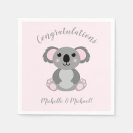 Koala Bear Baby Shower Pink Girl Serviette