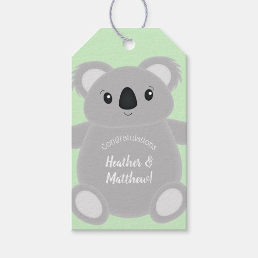 Koala Bear Babydusche Geschenkanhänger (Vorderseite)