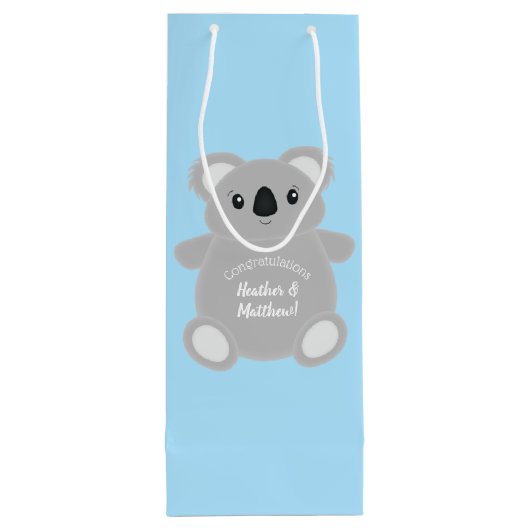 Koala Bear Babydusche Geschenktüte Für Weinflaschen (Rückseite)