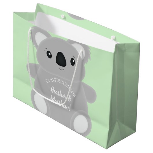 Koala Bear Babydusche Große Geschenktüte (Vorderseite Schrägansicht)