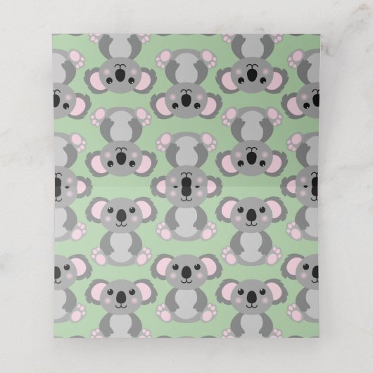 Koala Bear Babydusche Platzkarte (Innenseite Aufgefaltet)