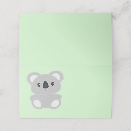 Koala Bear Babydusche Platzkarte (Außenseite Aufgefaltet)