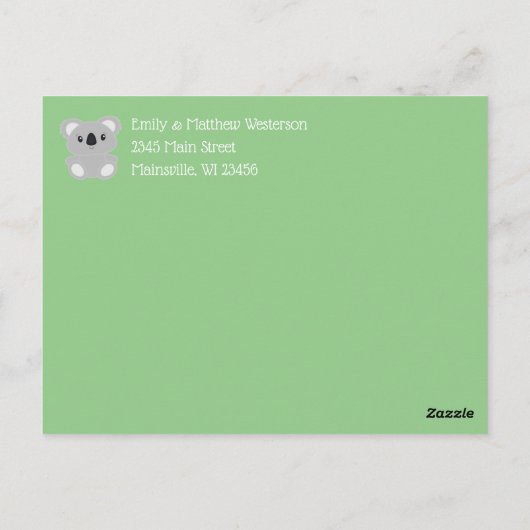 Koala Bear Babydusche Postkarte (Rückseite)