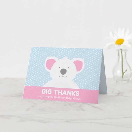 Koala Bear Big Danke Pink Blue Vielen Dank Karte (Kleine Pflanze)