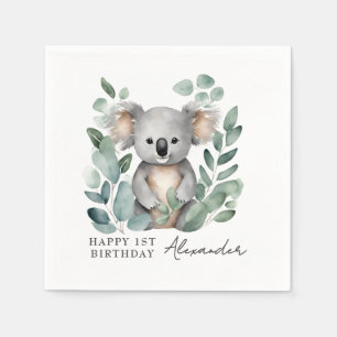 Koala Bear Boys 1. Geburtstags-Party Serviette