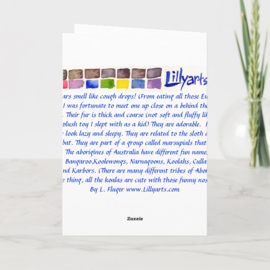 Koala Bear Bunter Stift Gruß und Note Card Karte (Rückseite)