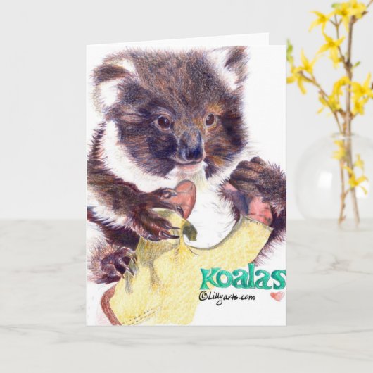 Koala Bear Bunter Stift Gruß und Note Card Karte (Gelbe Blume)