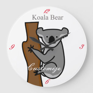 Koala Bear Climbing Tree Thunder_Cove Große Wanduhr