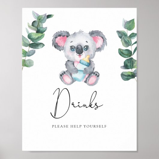 Koala Bear Drinks helfen Ihnen selbst Poster (Vorne)