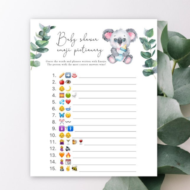 Koala Bear Emoji Bilderspiel-Babydusche (Von Creator hochgeladen)