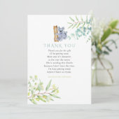 Koala Bear Eucalyptus Blätter Baby Showroom Vielen Dankeskarte (Stehend Vorderseite)