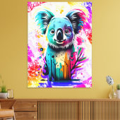 Koala Bear - farbenfrohe Koala Bärenmalerei Leinwanddruck (Insitu (Wohnzimmer))