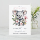 Koala Bear FIrst Birthday Einladung (Stehend Vorderseite)