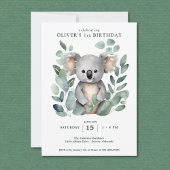 Koala Bear FIrst Birthday Einladung