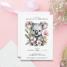 Koala Bear FIrst Birthday Einladung
