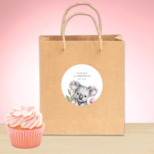Koala Bear FIrst Birthday Runder Aufkleber