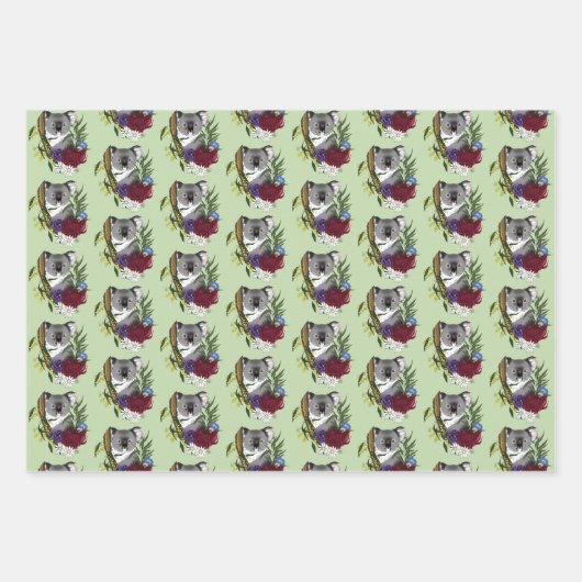 Koala Bear Green Geschenkpapier Set (Vorderseite 3)