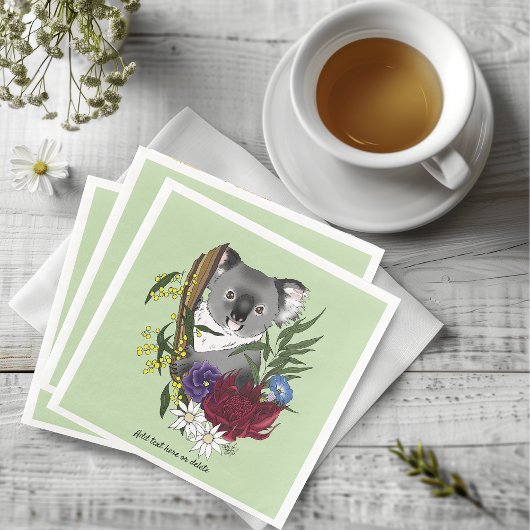 Koala Bear Green Serviette
