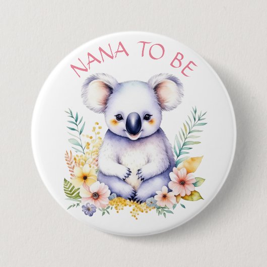 Koala Bear hielt Nana für eine Babydusche Button (Vorderseite)